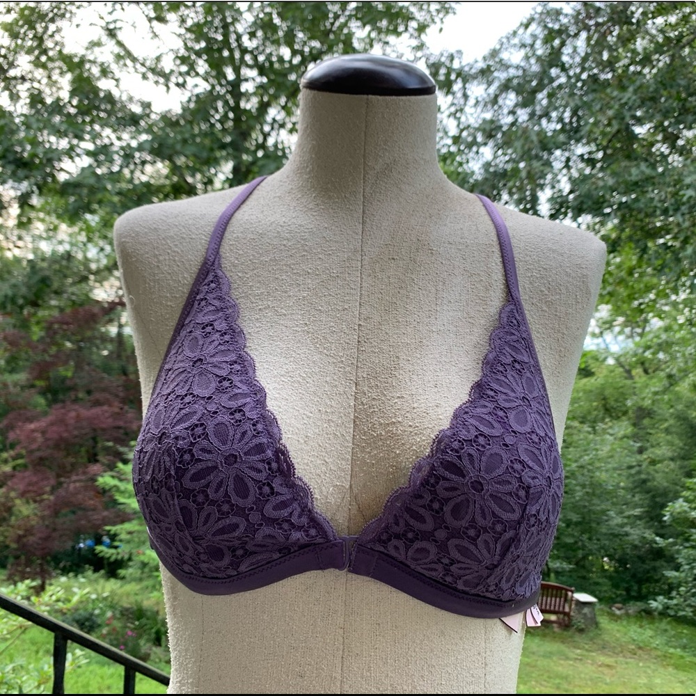 Victoria’s Secret Lilac Lace Strappy Bralette M adjustable crop top bohemian